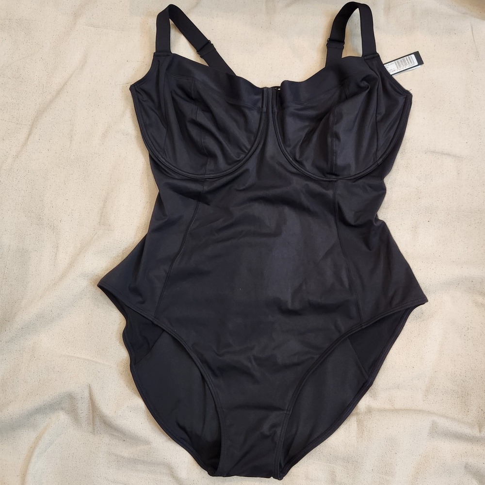 New TA3 Lifty Swimsuit 3X Black Reg Long J / K Underwire Shapewear Support Swim